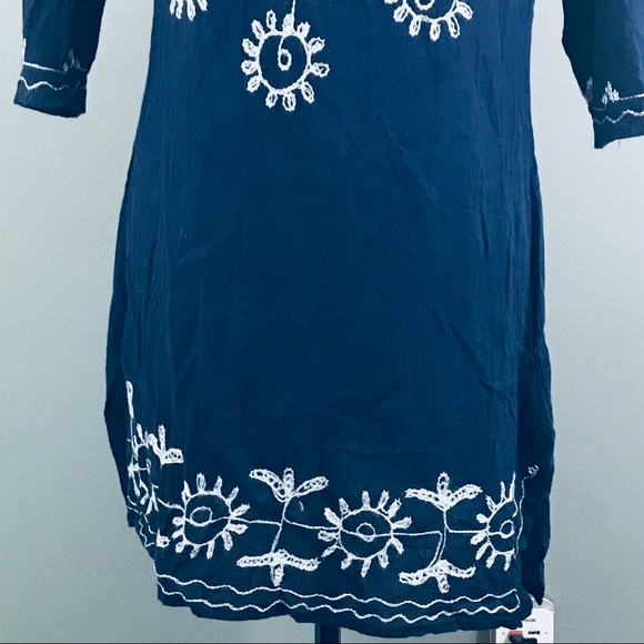 RIVIER SUN Navy & White Embroidered Dress Sz M - Picture 4 of 8
